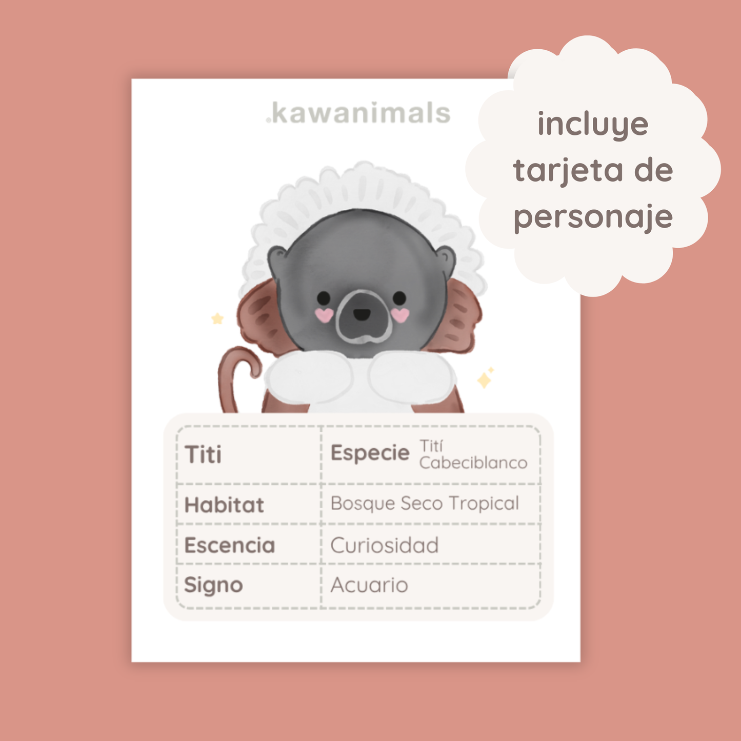 mascota titi (tití cabeciblanco)